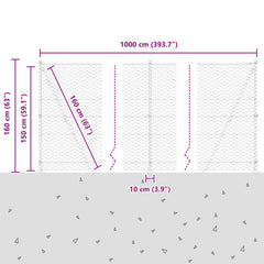 vidaXL Hexagonal Fence with Concrete Base 10 x 1.5 m Galvanised Steel 5