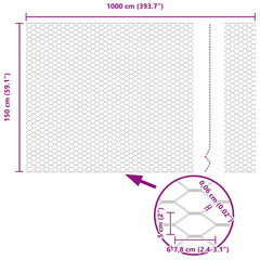 vidaXL Hexagonal Fence with Concrete Base 10 x 1.5 m Galvanised Steel 6