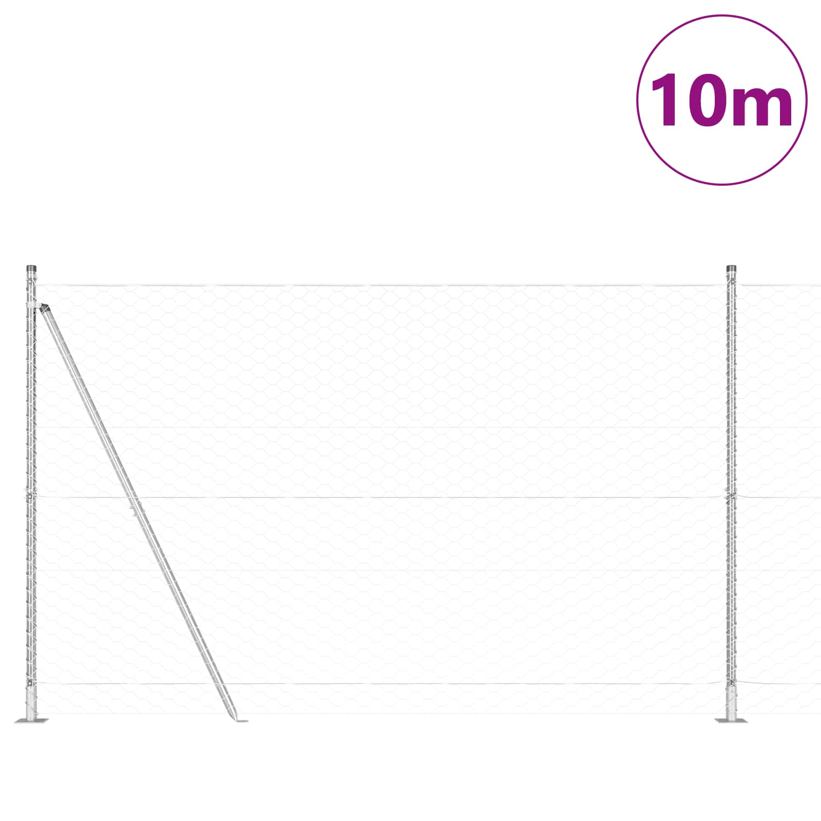 vidaXL Hexagonal Fence with Concrete Base 10 x 1.5 m Galvanised Steel 3