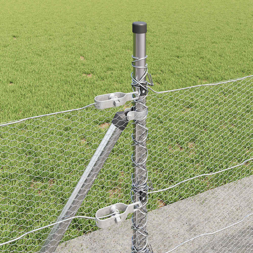 vidaXL Hexagonal Fence with Concrete Base 25 x 0.6 m Galvanised Steel 5