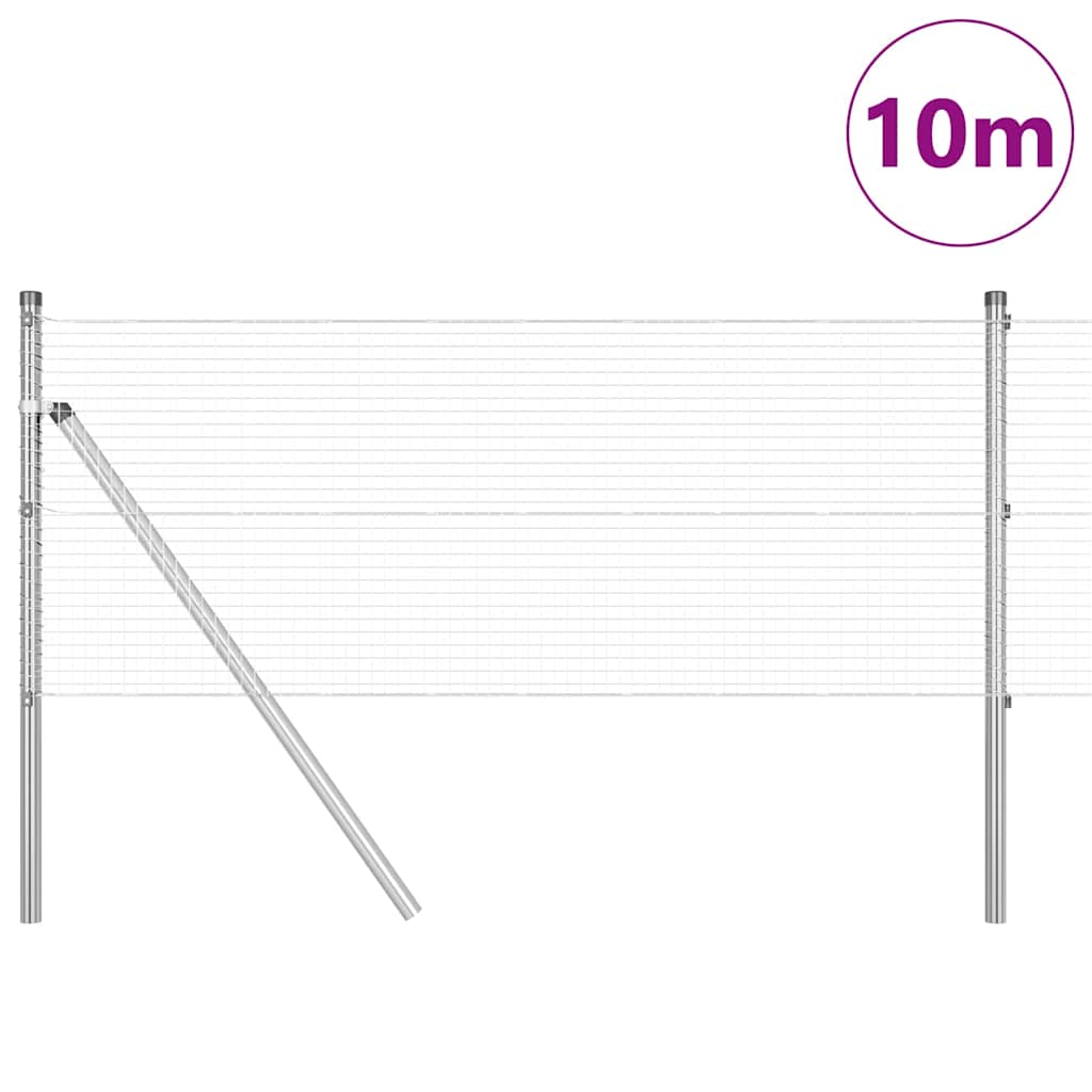 vidaXL Welded Wire Fence Ground Fix 10 x 0.4 m Galvanised Steel Silver 3
