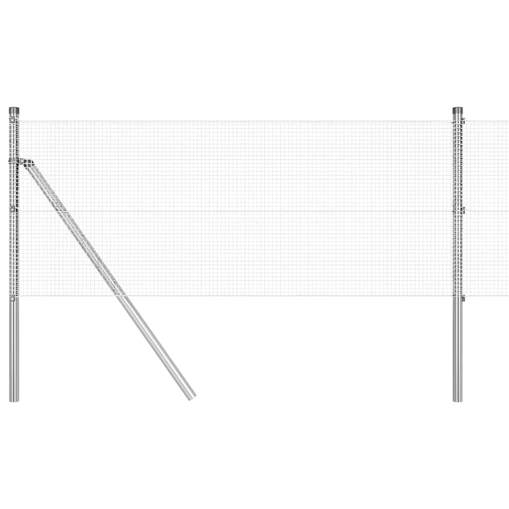 vidaXL Welded Wire Fence Ground Fix 10 x 0.5 m Galvanised Steel Silver 2