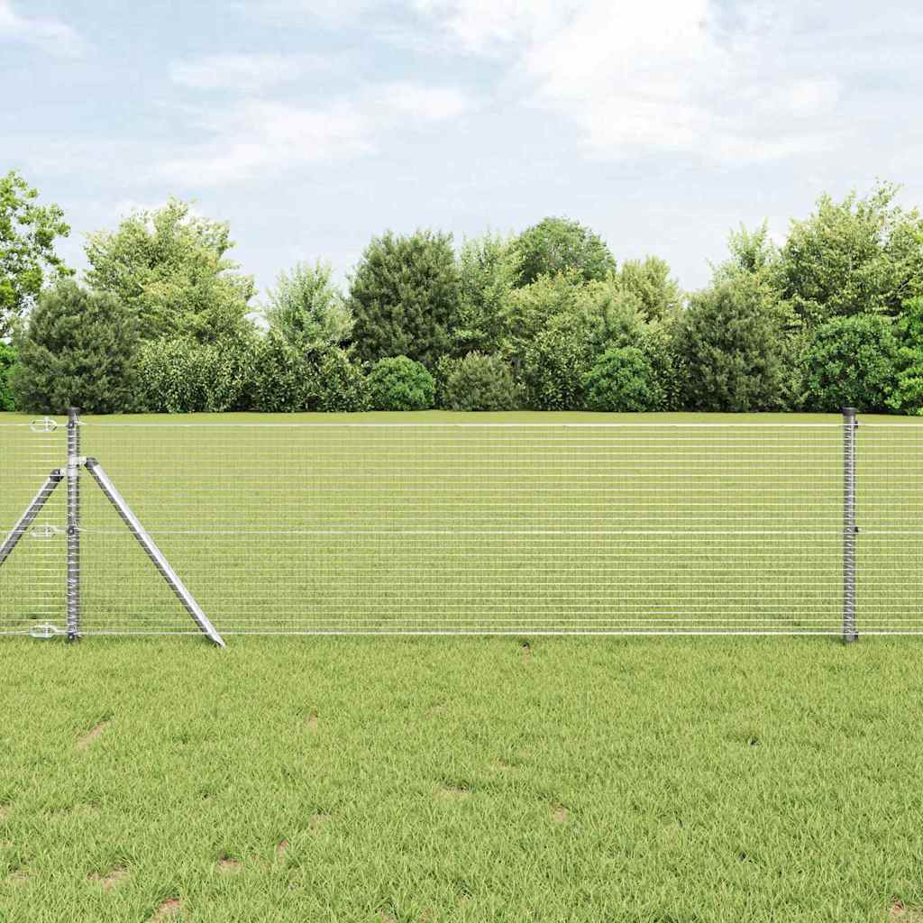vidaXL Welded Wire Fence Ground Fix 10 x 0.5 m Galvanised Steel Silver 1