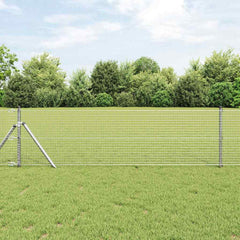 vidaXL Welded Wire Fence Ground Fix 10 x 0.5 m Galvanised Steel Silver 1