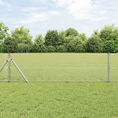 vidaXL Welded Wire Fence Ground Fix 10 x 0.6 m Galvanised Steel Silver 1