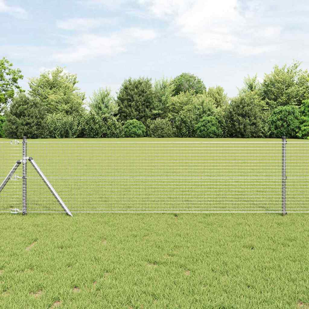 vidaXL Welded Wire Fence Ground Fix 10 x 0.6 m Galvanised Steel Silver 1