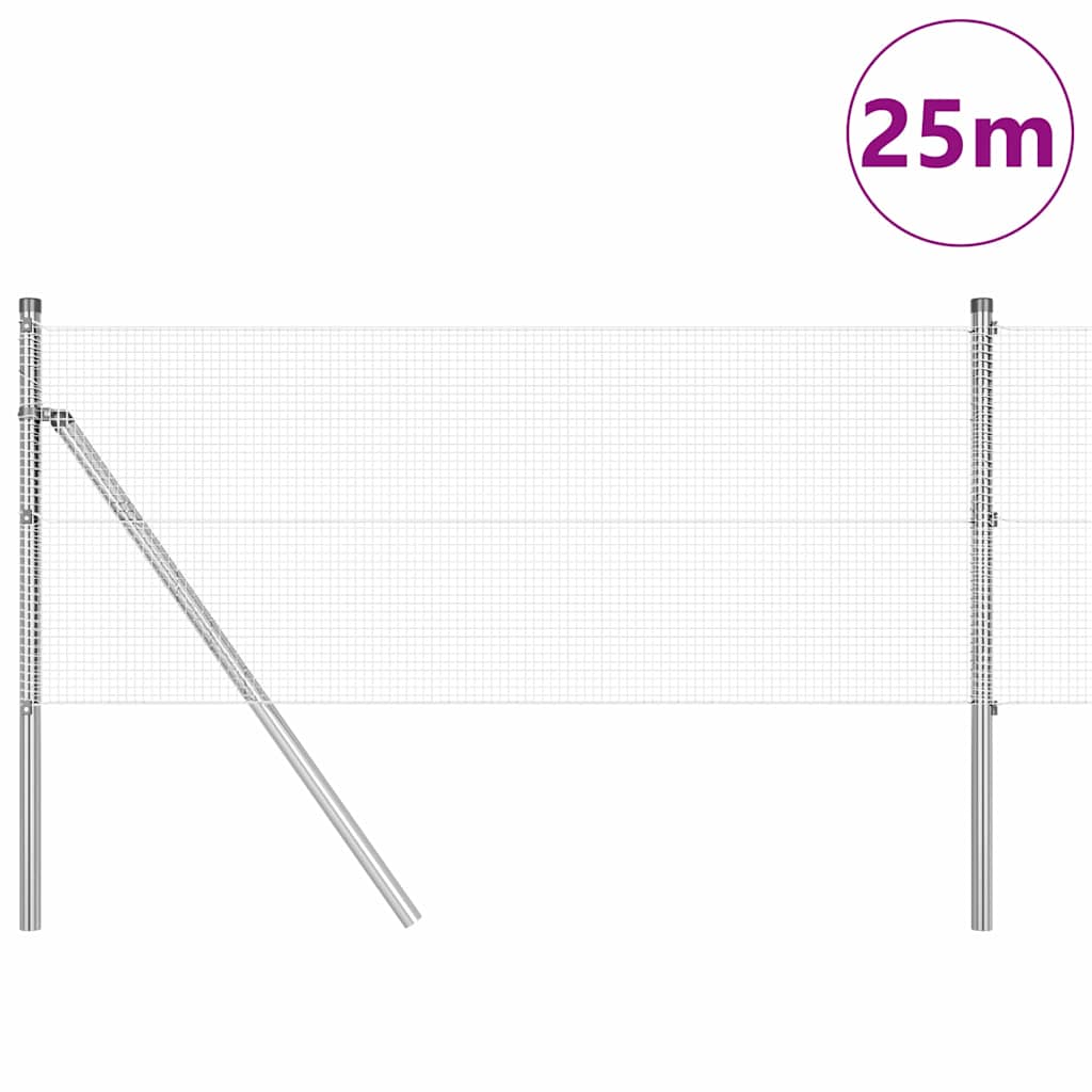 Welded Wire Fence Ground Fix 25 x 1 m Silver Galvanised Steel mesh Size 1.2 x 1.2 cm mesh 0.6 m