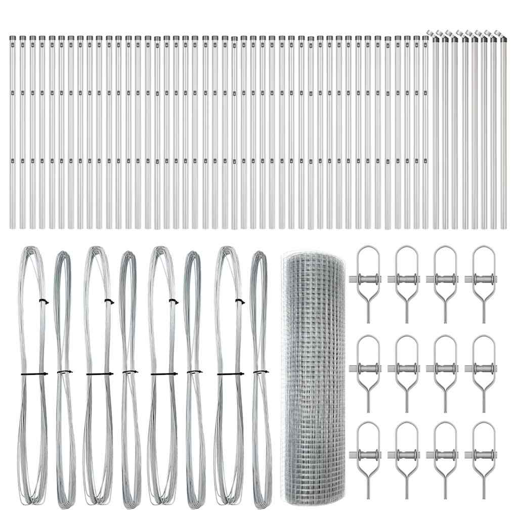 Welded Wire Fence Ground Fix 100 x 0.4 m Galvanised Steel 0.5 m 2.5 x 2.5 cm mesh