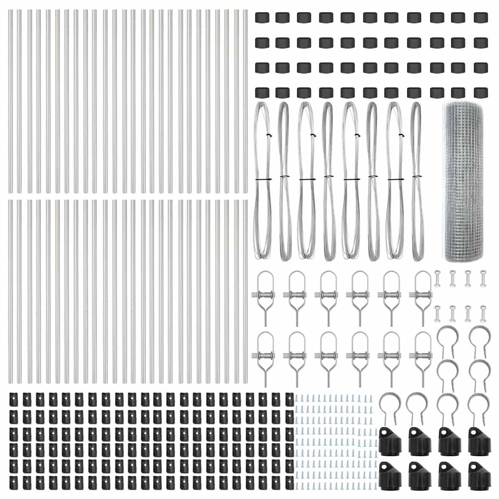 Welded Wire Fence Ground Fix 100 x 0.4 m Galvanised Steel 0.5 m 2.5 x 2.5 cm mesh