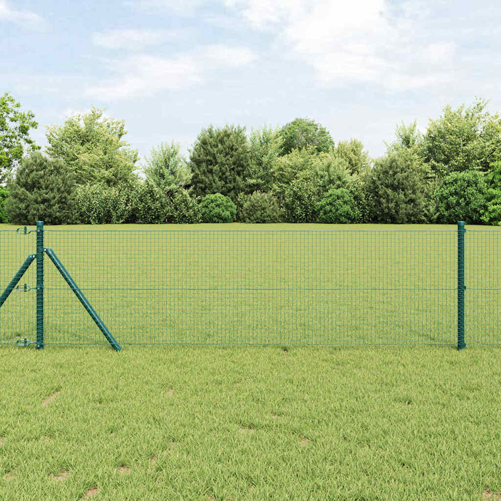 vidaXL Welded Wire Fence Ground Fix 10 x 0.6 m PVC-Coated Steel Green 1