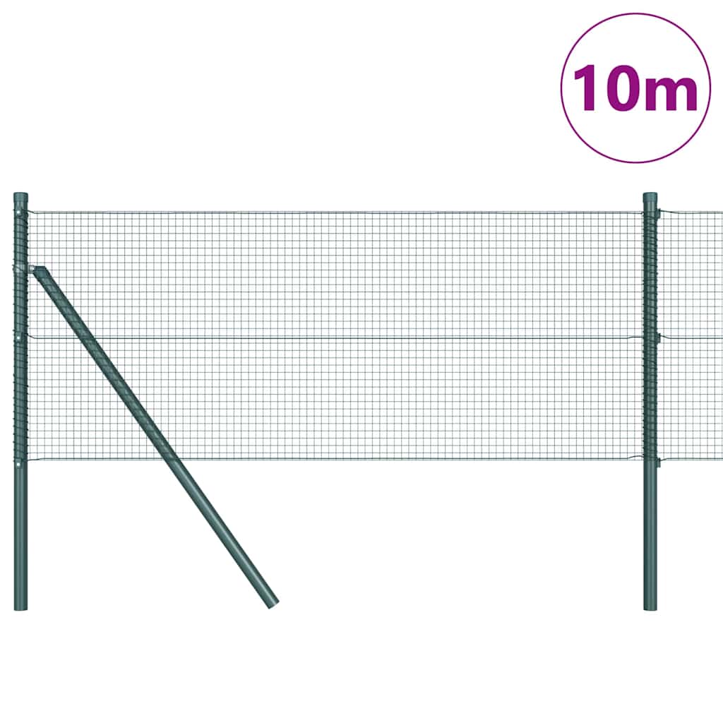 vidaXL Welded Wire Fence Ground Fix 10 x 0.8 m PVC-Coated Steel Green 3