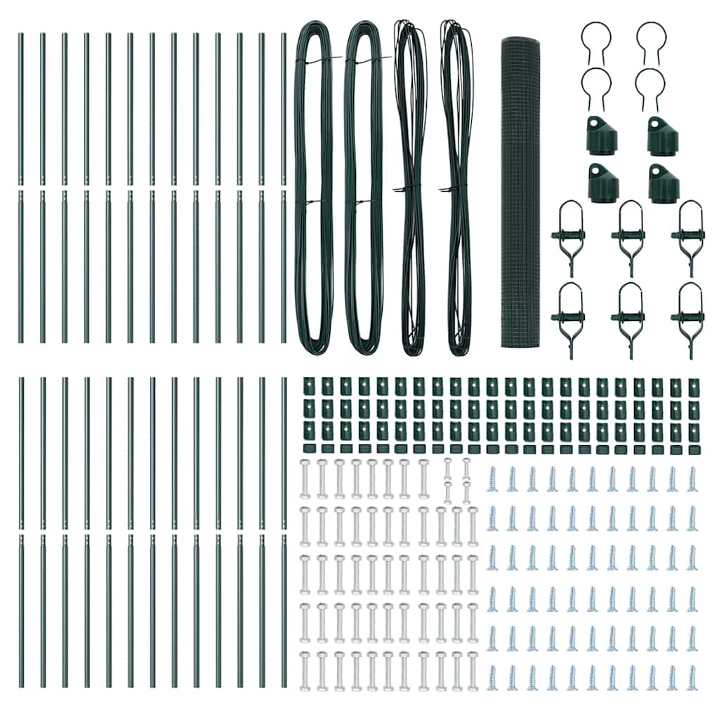 Welded Wire Fence Ground Fix 50 x 1 m PVC-Coated Steel Green mesh Size 1.2 x 1.2 cm mesh 1 m