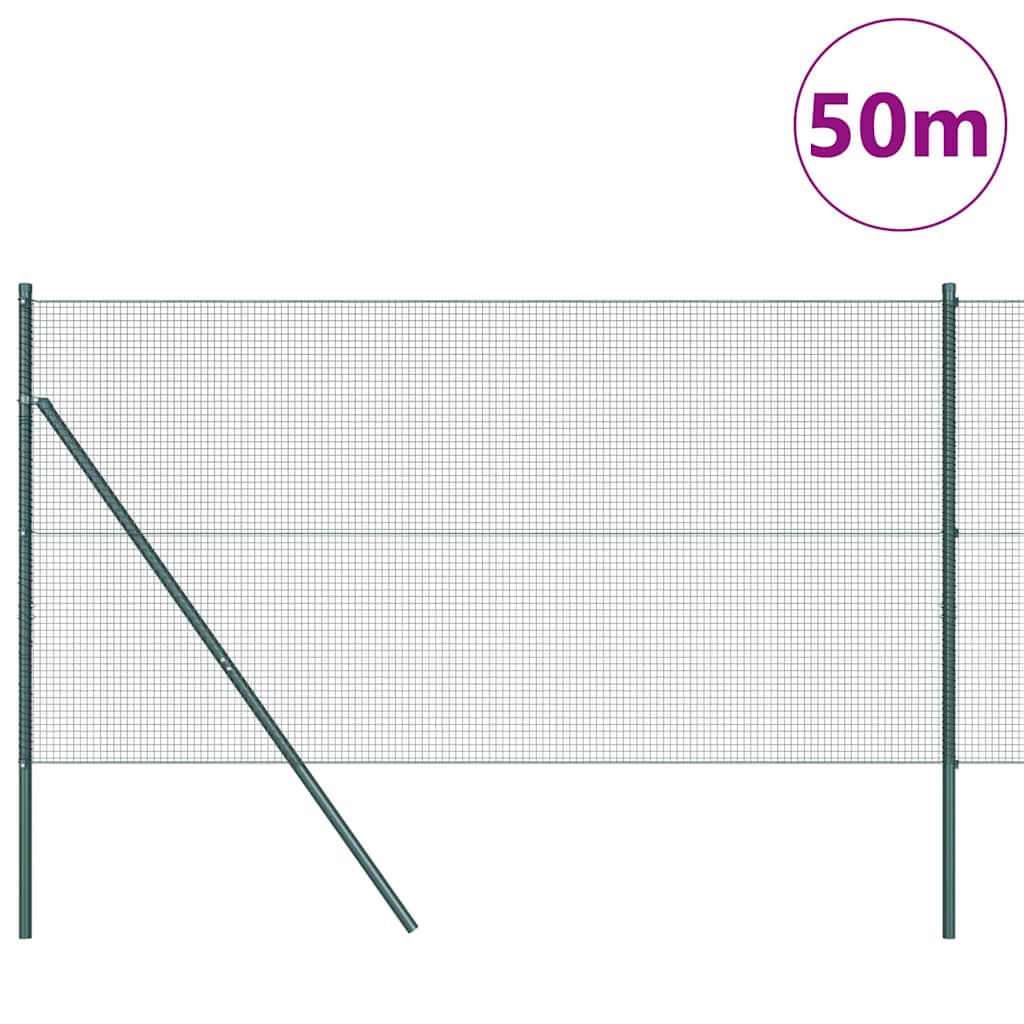 Welded Wire Fence Ground Fix 50 x 1 m PVC-Coated Steel Green mesh Size 1.6 x 1.6 cm mesh 1 m