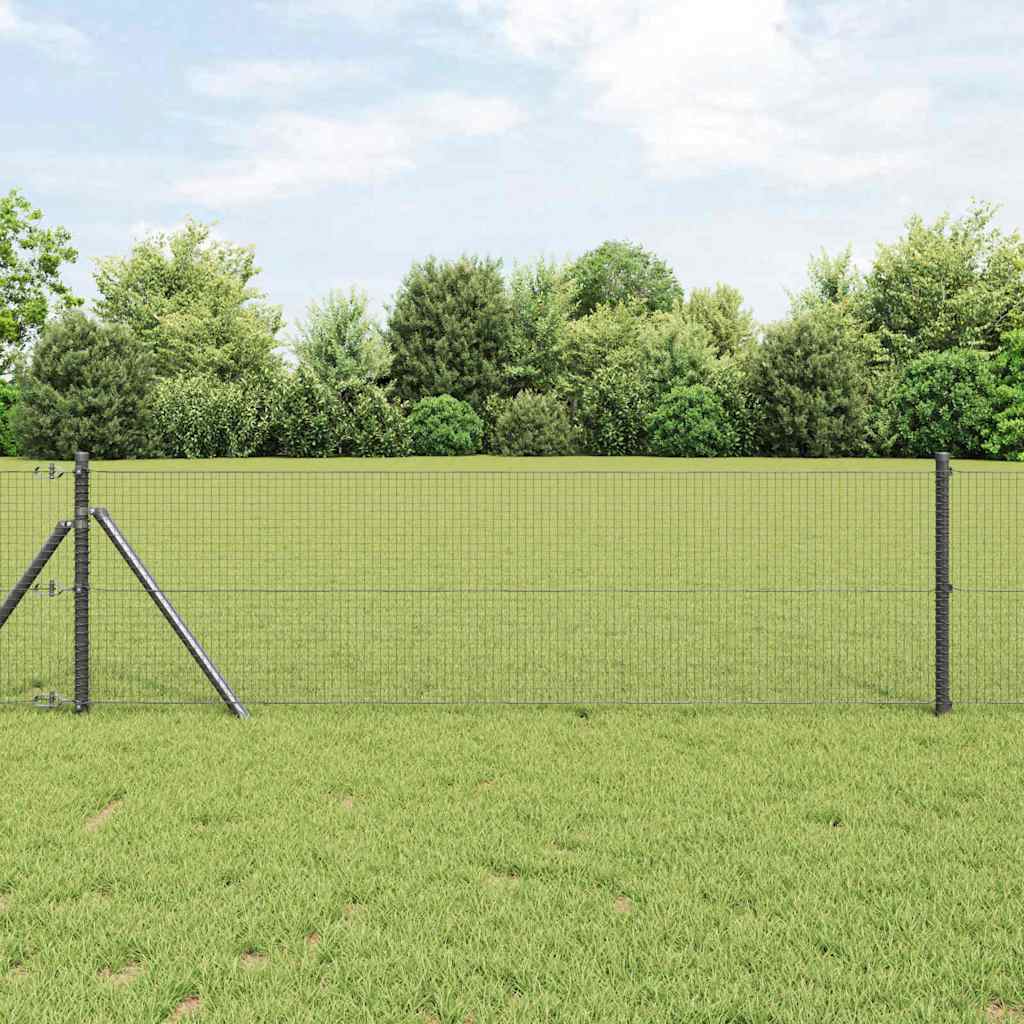 vidaXL Welded Wire Fence Ground Fix 10 x 0.8 m PVC-Coated Steel Grey 1