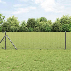 vidaXL Welded Wire Fence Ground Fix 10 x 0.8 m PVC-Coated Steel Grey 1