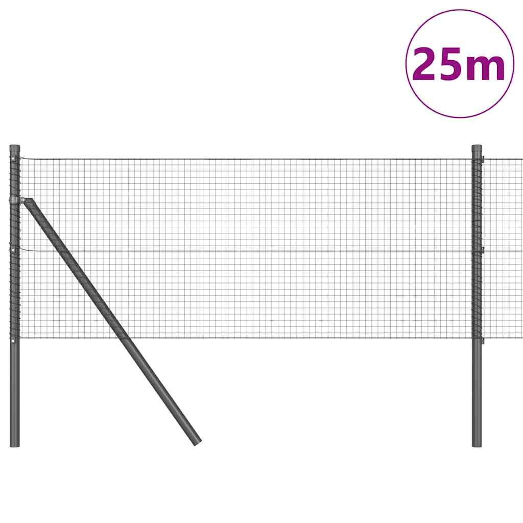 Welded Wire Fence Ground Fix 25 x 1 m PVC-Coated Steel Grey mesh Size 1.9 x 1.9 cm mesh 0.4 m