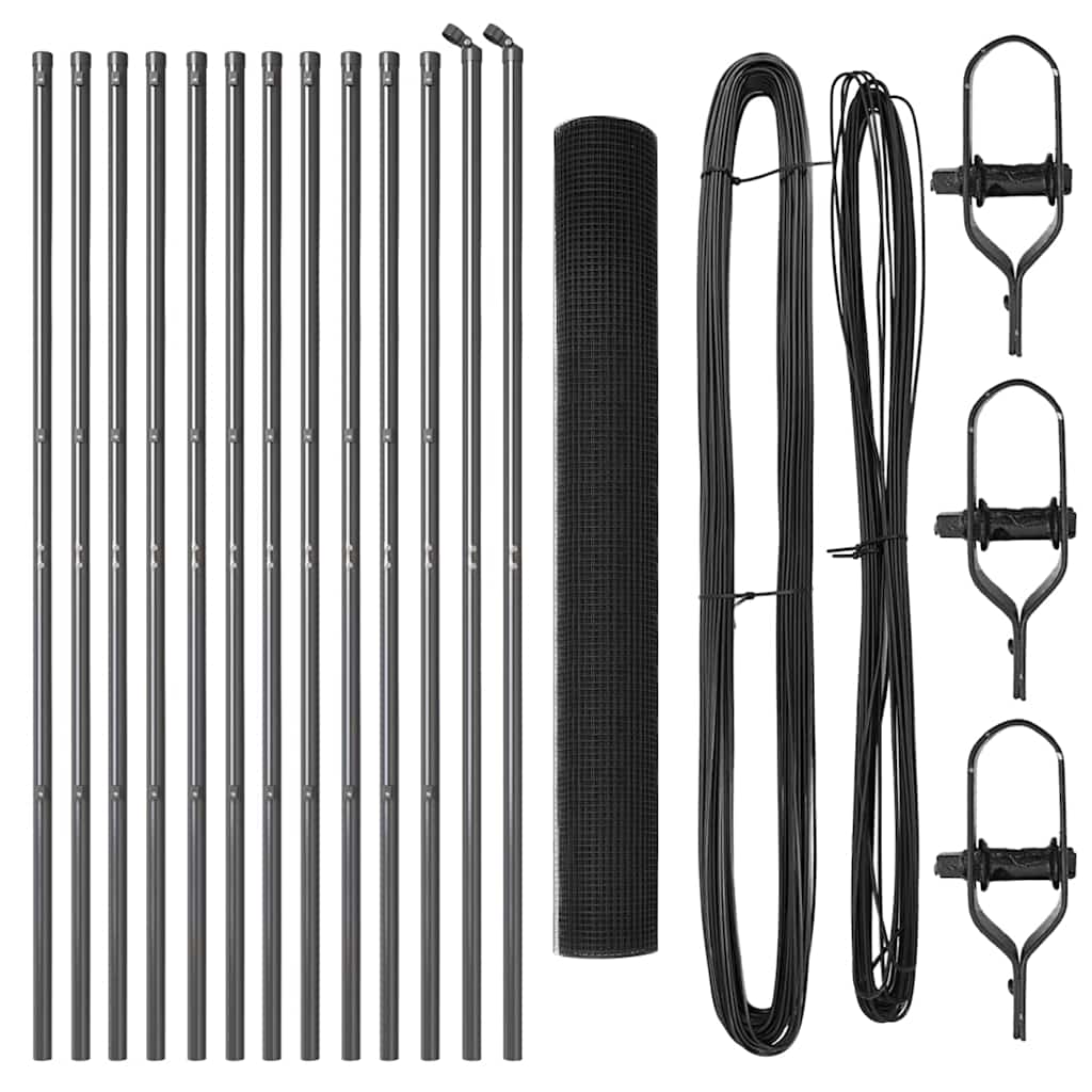 Welded Wire Fence Ground Fix 25 x 1 m PVC-Coated Steel Grey mesh Size 2.5 x 2.5 cm mesh 1 m