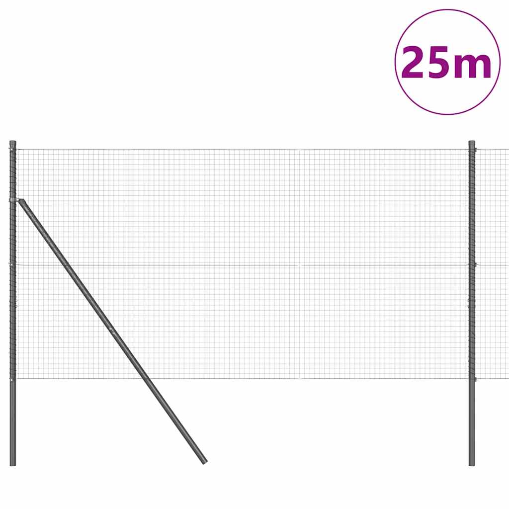 Welded Wire Fence Ground Fix 25 x 1 m PVC-Coated Steel Grey mesh Size 2.5 x 2.5 cm mesh 1 m