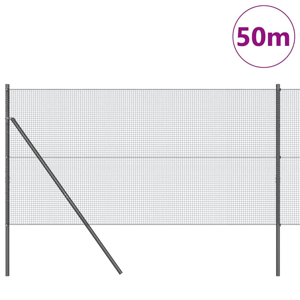 Welded Wire Fence Ground Fix 50 x 1 m PVC-Coated Steel Grey mesh Size 1.6 x 1.6 cm mesh 1 m