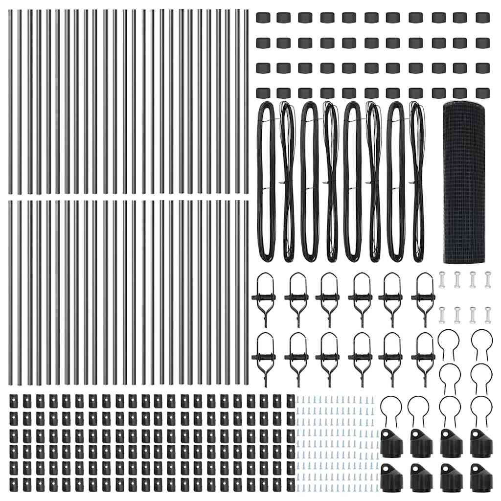 Welded Wire Fence Ground Fix 100 x 0.4 m PVC-Coated Steel Grey 0.5 m 2.5 x 2.5 cm mesh