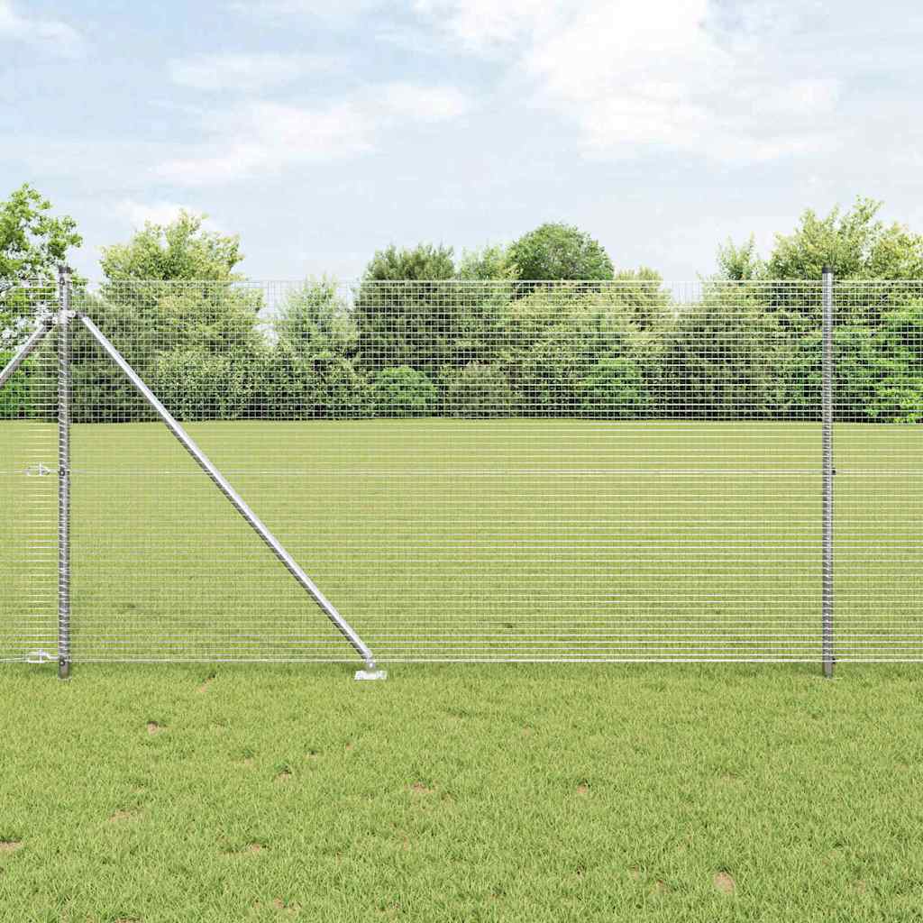 vidaXL Welded Wire Fence with Spikes 10 x 0.8 m Galvanised Steel Mesh 1