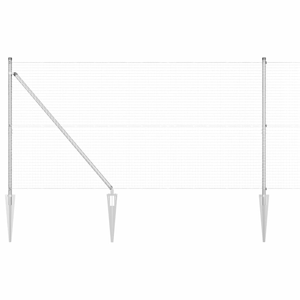 vidaXL Welded Wire Fence with Spikes 10 x 0.8 m Galvanised Steel Mesh 2