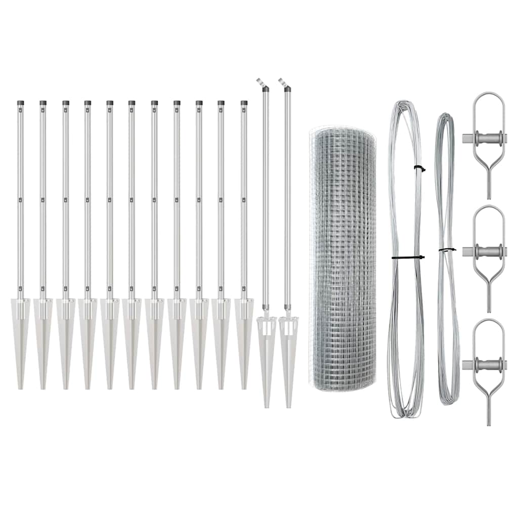 Welded Wire Fence with Spikes 25 x 0.4 m Mesh Galvanised Steel mesh Size 12 x 12 mm mesh 0.8 m