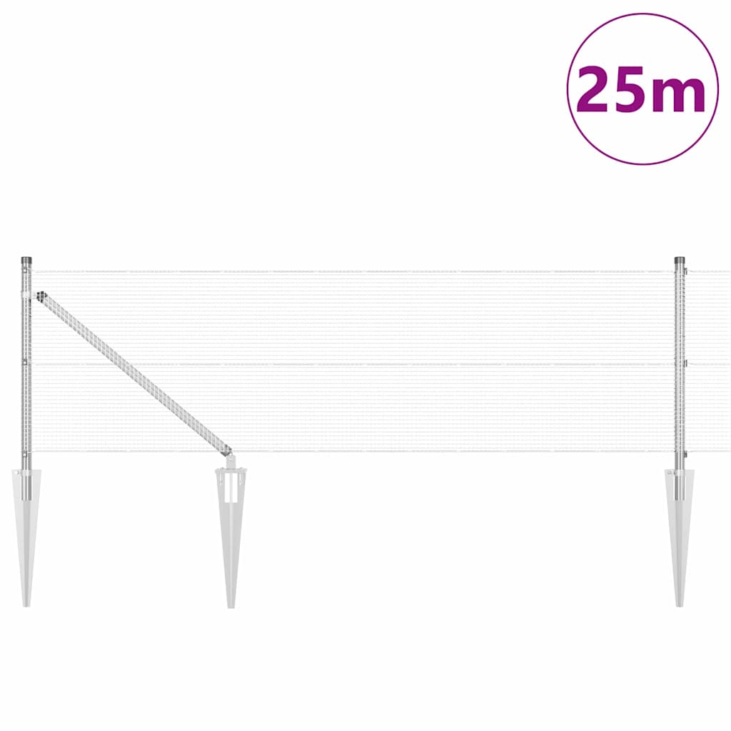 Welded Wire Fence with Spikes 25 x 0.4 m Mesh Galvanised Steel mesh Size 12 x 12 mm mesh 0.8 m
