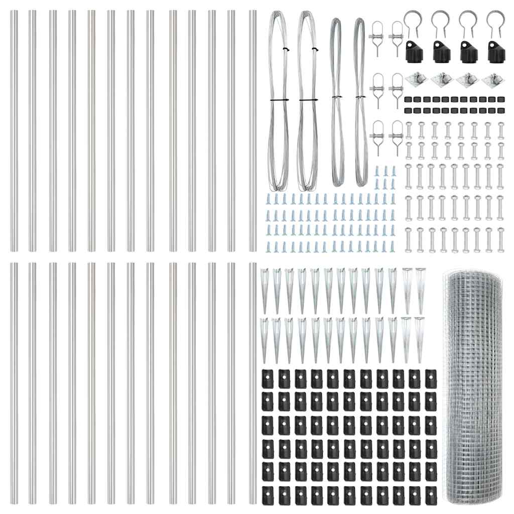 Welded Wire Fence with Spikes 50 x 0.4 m Galvanised Steel mesh Size 12 x 12 mm mesh 1 m