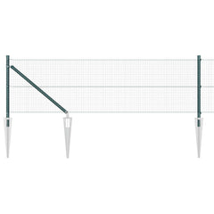 Welded Wire Fence with Spikes 10 x 1 m PVC-coated Steel Green mesh Size 19 x 19 mm mesh 0.5 m