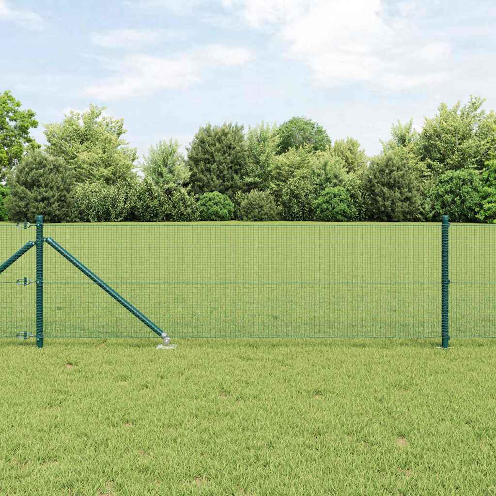 vidaXL Welded Wire Fence with Spikes 10 x 0.8 m PVC-coated Steel Green 1