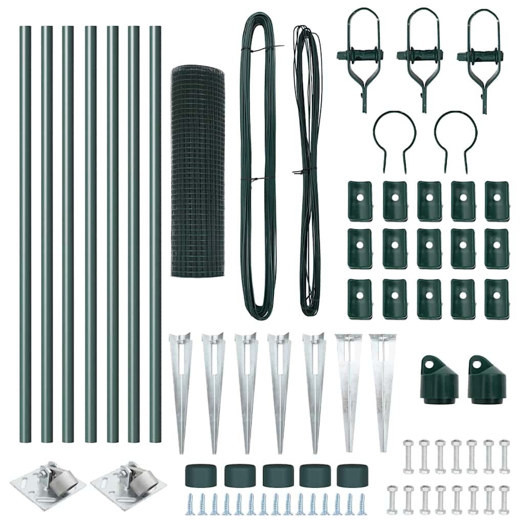 vidaXL Welded Wire Fence with Spikes 10 x 0.8 m PVC-coated Steel Green 6