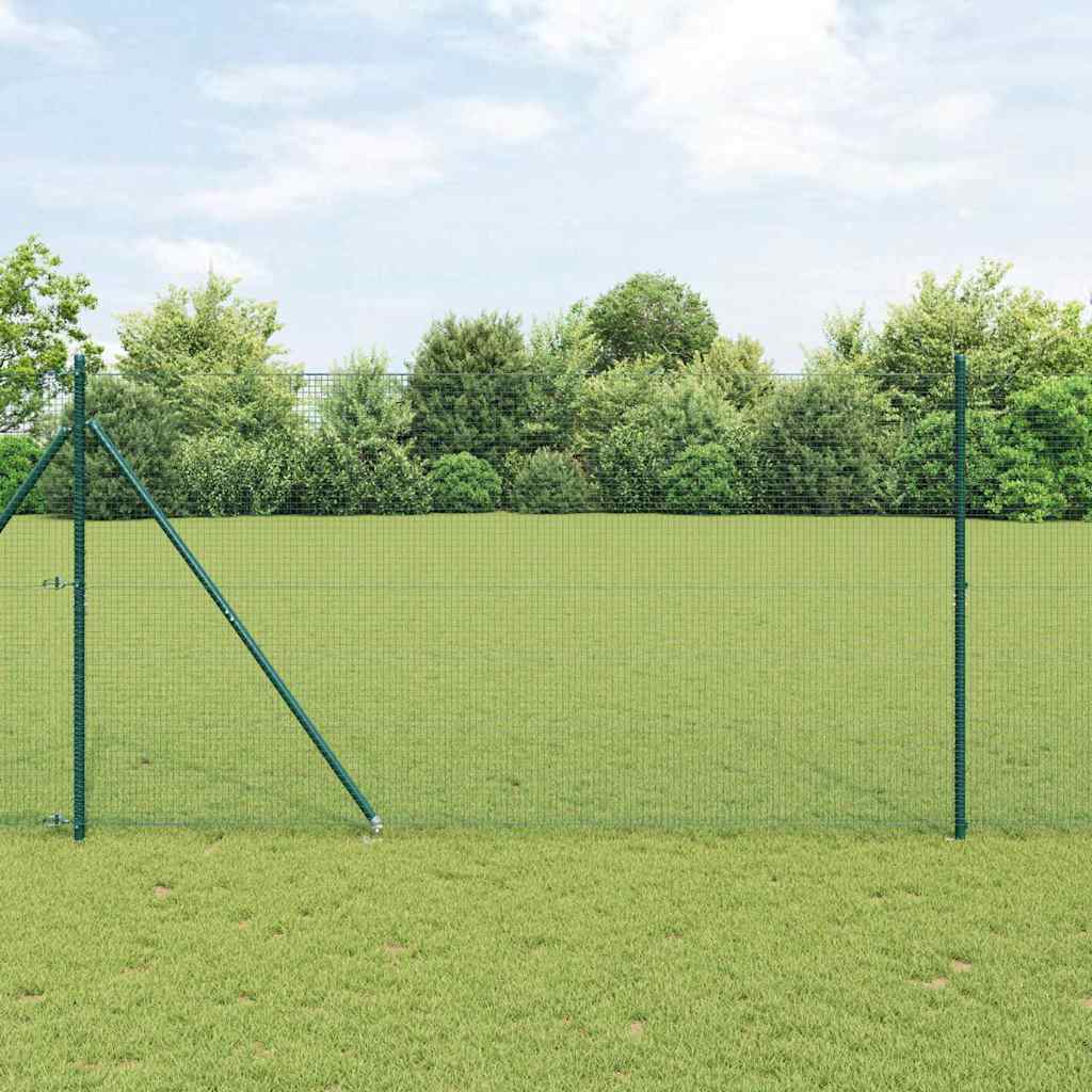 Welded Wire Fence with Spikes 10 x 1 m PVC-coated Steel Green mesh Size 19 x 19 mm mesh 1.4 m