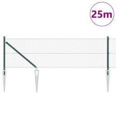 Welded Wire Fence with Spikes 25 x 1 m PVC-coated Steel Green mesh Size 16 x 16 mm mesh 0.8 m