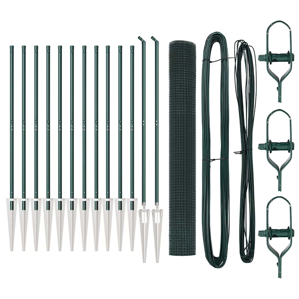 Welded Wire Fence with Spikes 25 x 1 m PVC-coated Steel Green mesh Size 25 x 25 mm mesh 1 m