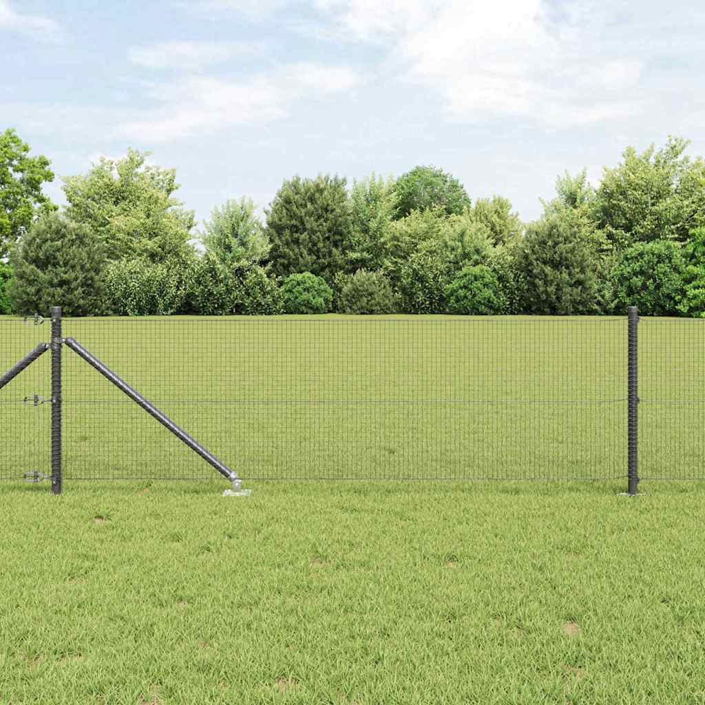 vidaXL Welded Wire Fence with Spikes 10 x 0.8 m PVC-coated Steel Grey 1
