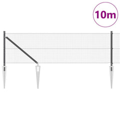 vidaXL Welded Wire Fence with Spikes 10 x 0.8 m PVC-coated Steel Grey 3