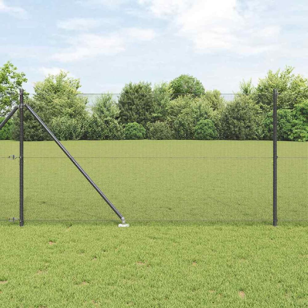 Welded Wire Fence with Spikes 10 x 1 m PVC-coated Steel Grey mesh Size 12 x 12 mm mesh 1 m