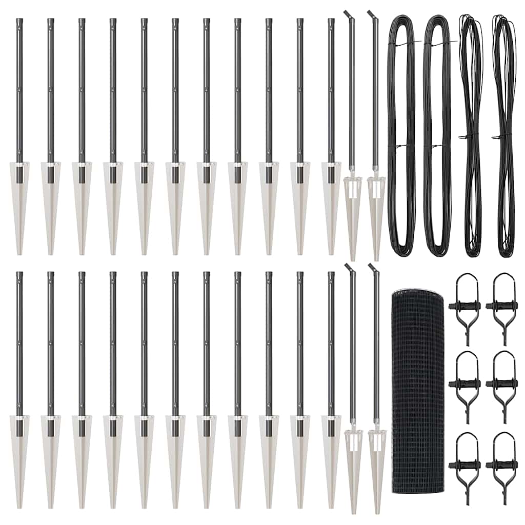 Welded Wire Fence Spikes PVC-coated Steel Grey mesh Size