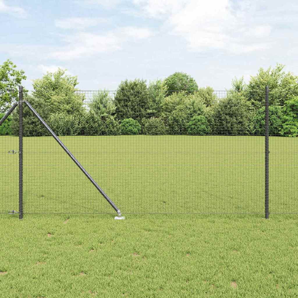 Welded Wire Fence with Spikes 50 x 1 m PVC-coated Steel Grey mesh Size 25 x 25 mm mesh 1 m