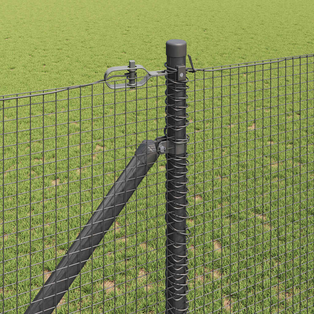 Welded Wire Fence with Spikes 50 x 1 m PVC-coated Steel Grey mesh Size 16 x 16 mm mesh 1.4 m