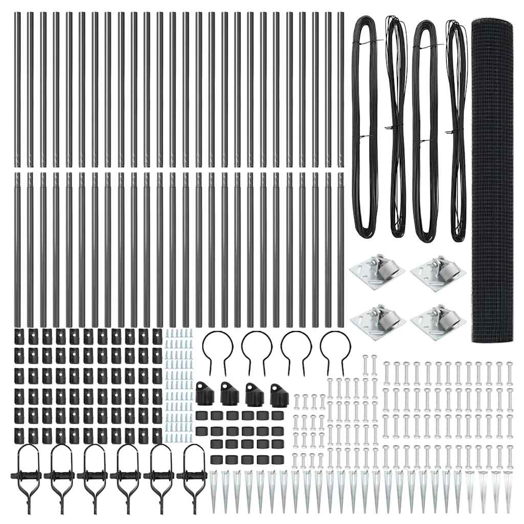 Welded Wire Fence with Spikes 50 x 1 m PVC-coated Steel Grey mesh Size 16 x 16 mm mesh 1.4 m