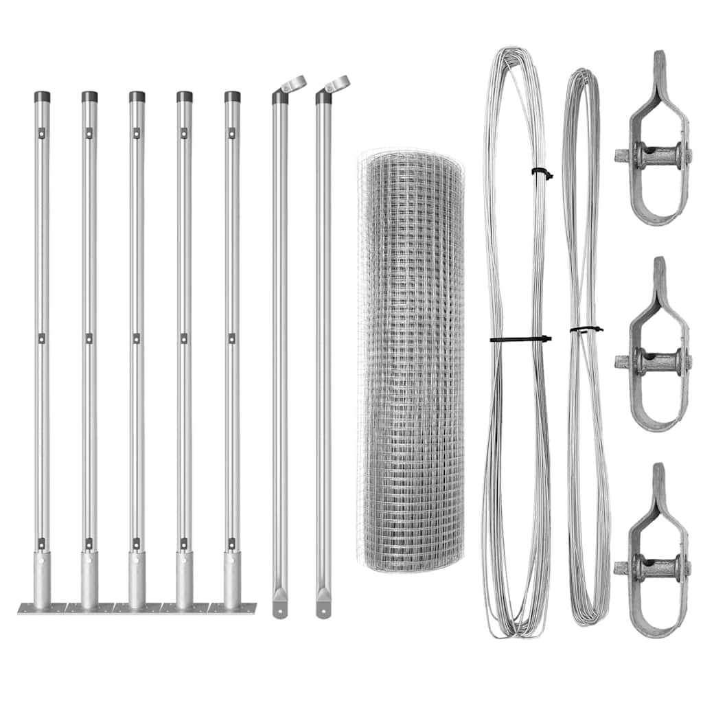 vidaXL Welded Wire Fence with Concrete Base 10 x 0.4 m Silver Mesh 2