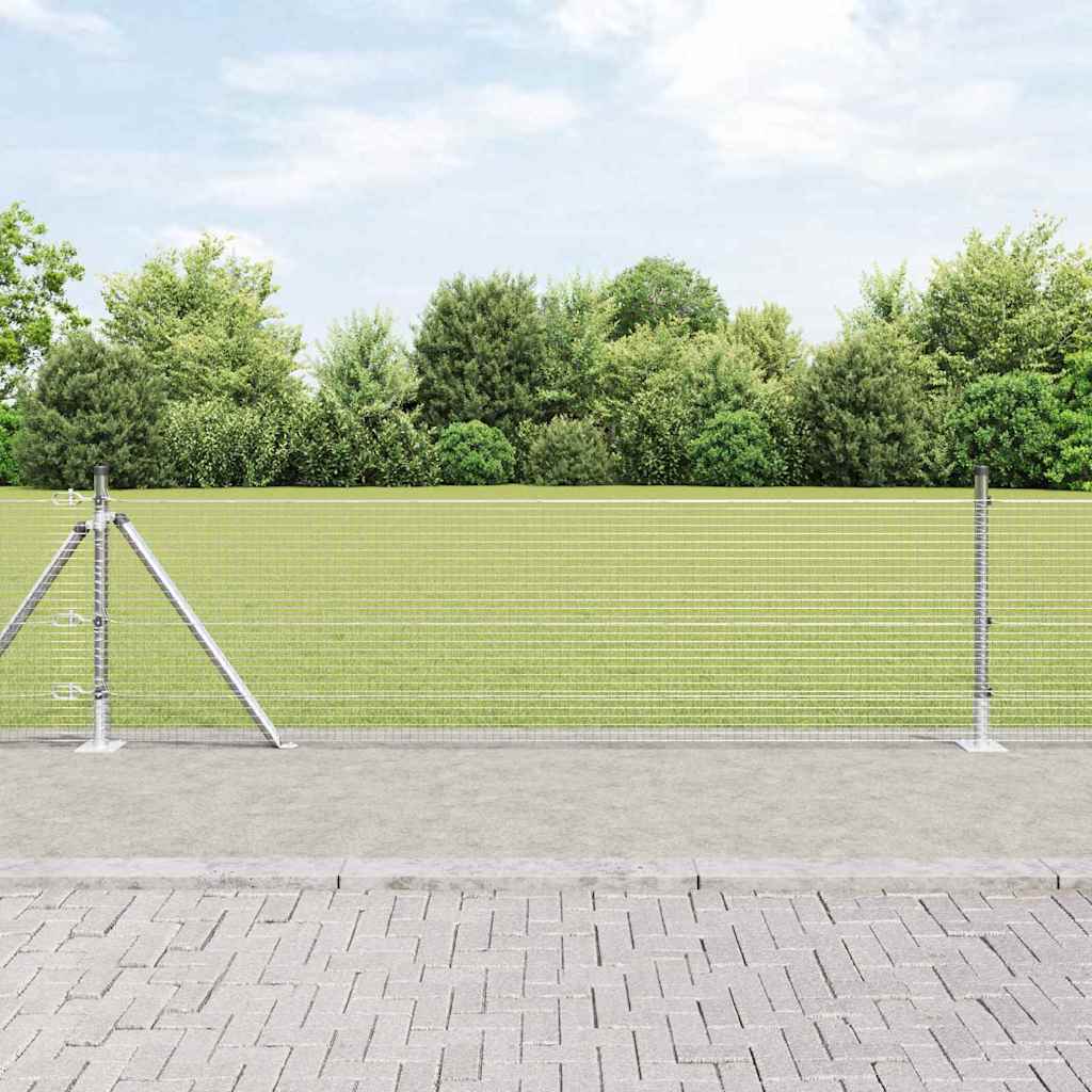vidaXL Welded Wire Fence with Concrete Base 10 x 0.5 m Silver Mesh 1