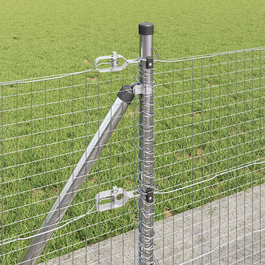 vidaXL Welded Wire Fence with Concrete Base 25 x 0.4 m Silver Mesh 5