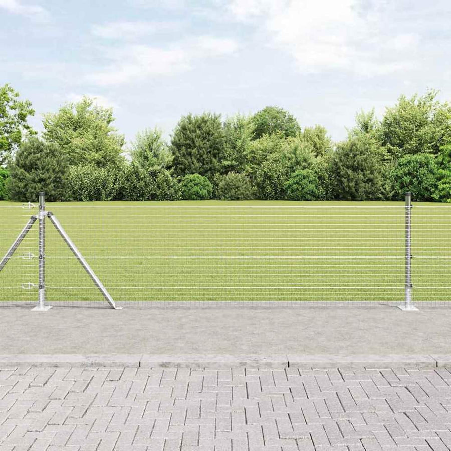 Welded Wire Fence with Concrete Base Silver Mesh