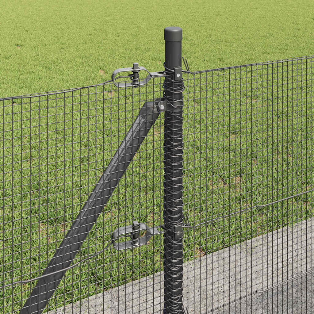 vidaXL Welded Wire Fence with Concrete Base 10 x 0.4 m Grey Mesh 5