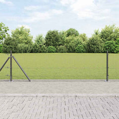 vidaXL Welded Wire Fence with Concrete Base 10 x 0.5 m Grey Mesh 1