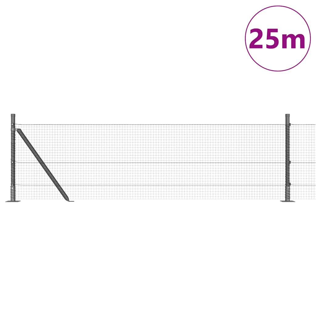 vidaXL Welded Wire Fence with Concrete Base 25 x 0.4 m Grey Mesh 3