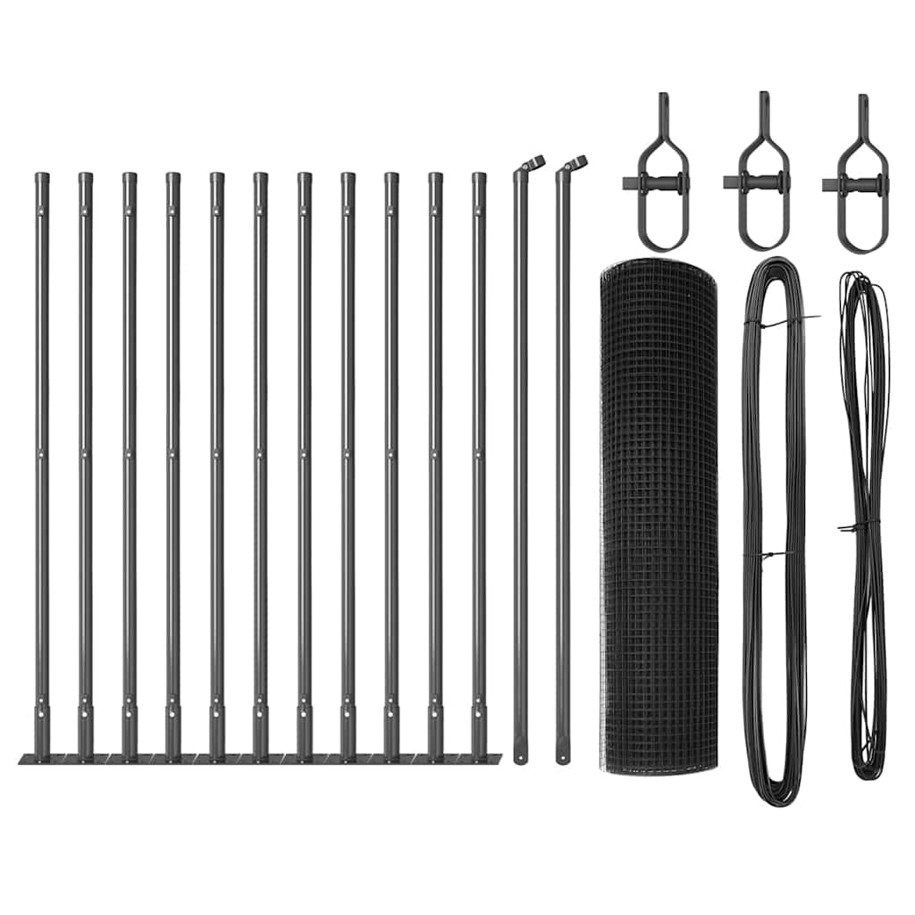 vidaXL Welded Wire Fence with Concrete Base 25 x 0.5 m Grey Mesh 2